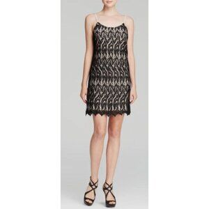 Alice + Olivia Emmie Slip Dress Black Lace Nude Lining Size Small $348 [jb]